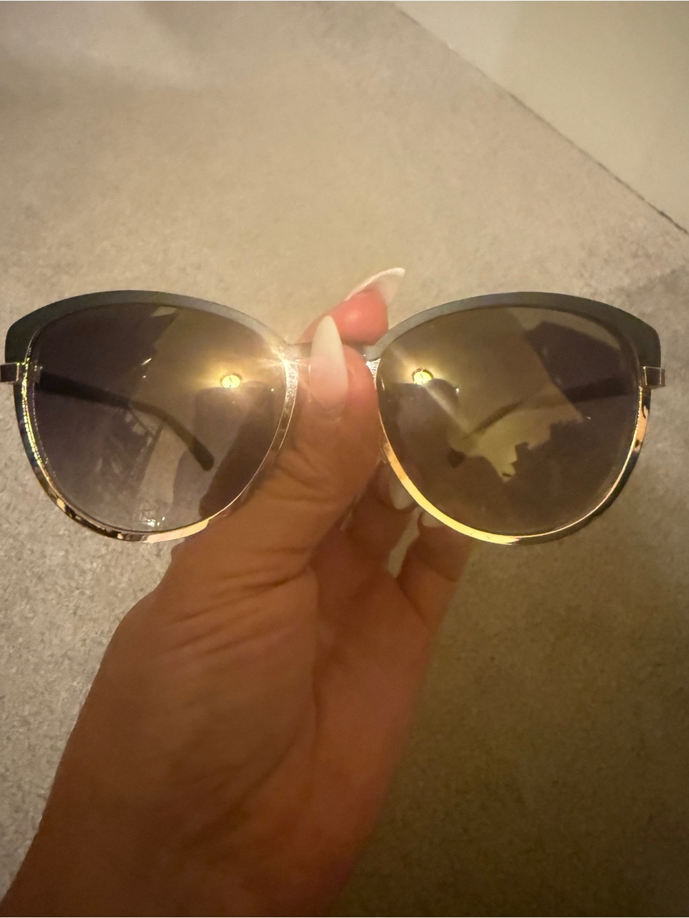 Jessica Simpson Gold Rim Cat-Eye Sunglasses with Dark Lenses